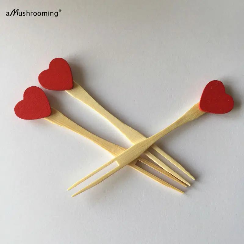 

(1000pieces/lot) Red Heart Fruit Fork Party Picks / Cupcake Toppers / Cocktail Sticks / Food Picks 9cm candy bar birthday party