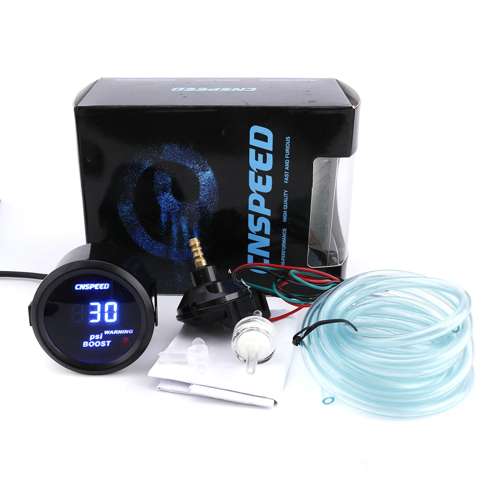 CNSPEED 2'' 52MM Turbo Boost gauge -14~30PSI Blue Digital Led Meter sensor YC101332 | Автомобили и мотоциклы