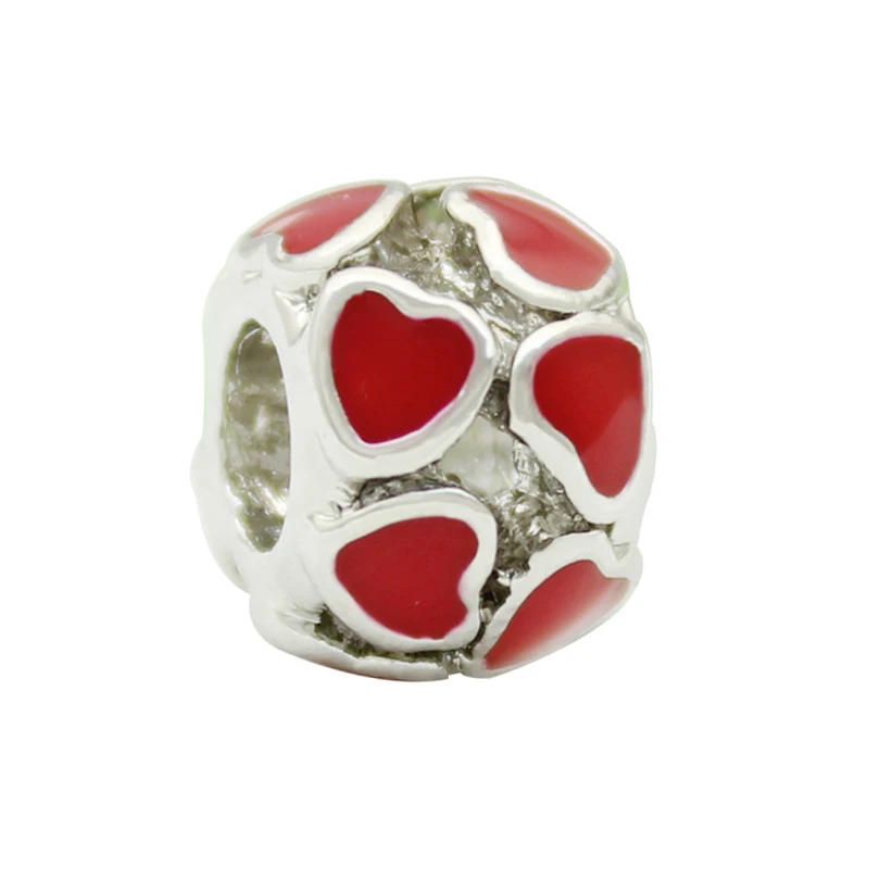 Free shipping Red hand enameled heart love metal alloy bead charm Fit Pandora Bracelet | Украшения и аксессуары