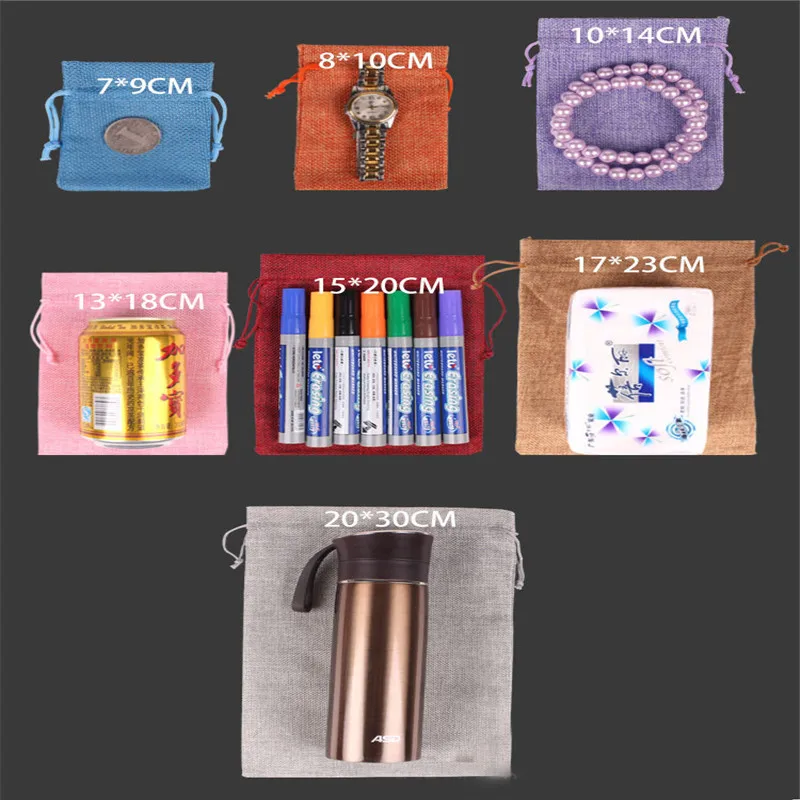 5 шт. льняные джутовые подарочные сумки с кулиской мешки для хранения ювелирных