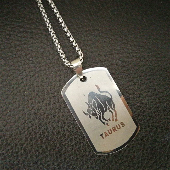 Taurus Silver Color Leo 12 созвездий ожерелье для мужчин/женщин подарки на день рождения Прямая поставка Нержавеющая сталь Золото скорпион кулон знак зодиака ювелирные изделия - Окраска металла: Taurus Silver Color