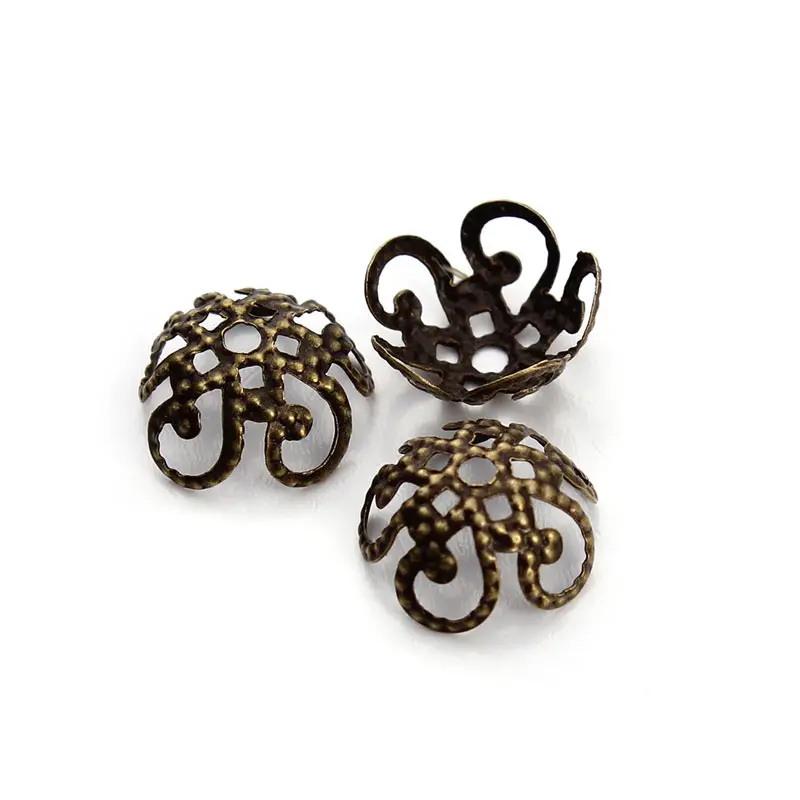 Пустотелые металлические филигрань круглые колпачки из серебристого золота и