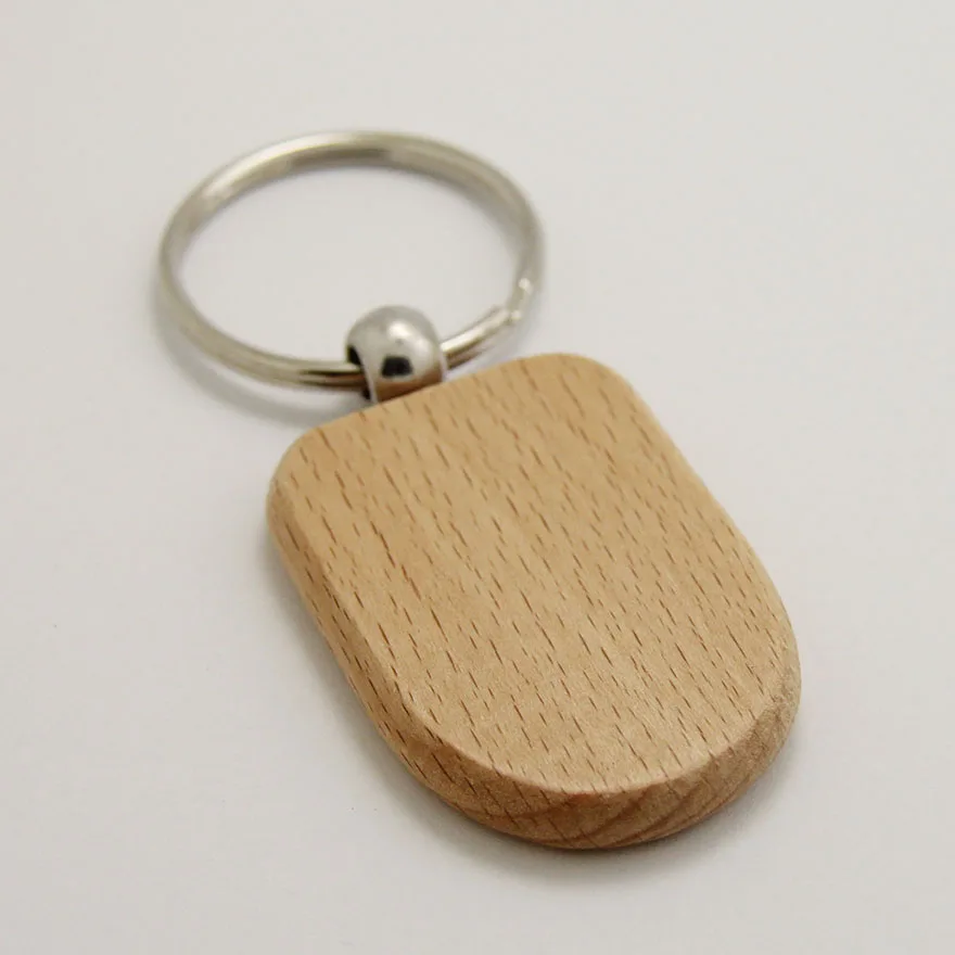 Оптовая продажа 50 шт. пустые круглые продолговатые деревянные Брелоки для ключей