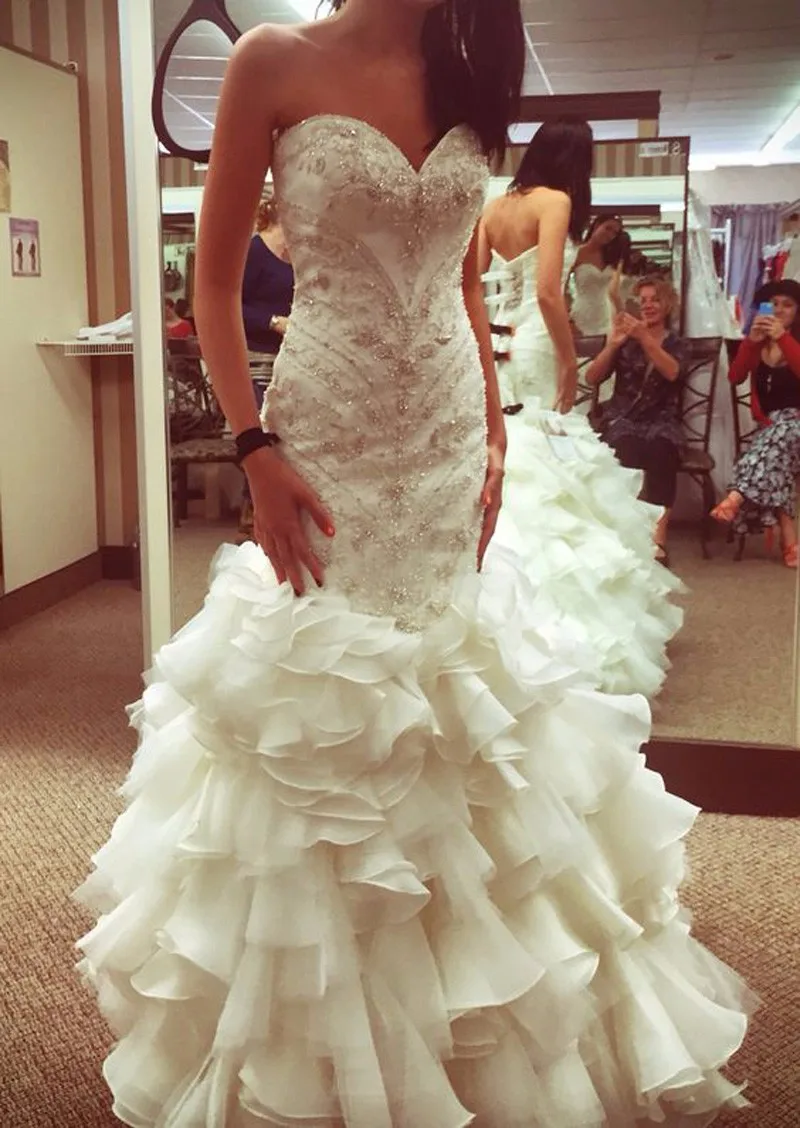 Роскошное свадебное платье русалка украшенное кристаллами и бусинами 2020|wedding