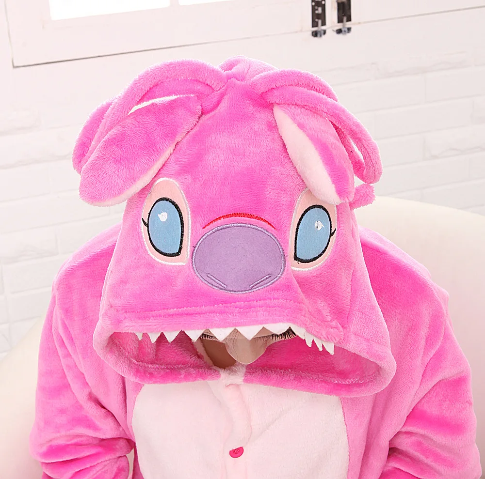 Аниме Синий Ститч кигуруми Комбинезоны Косплей футы цельные пижамы Onesie розовый Ститч костюм флисовые комбинезоны для мужчин и женщин