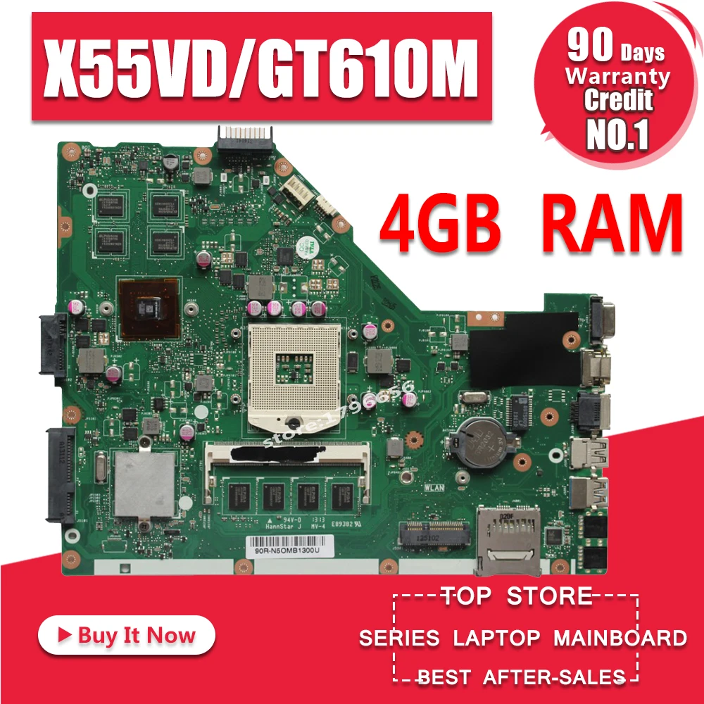 Материнская плата для ноутбука X55VD GT610M 4 Гб ОЗУ REV2.1/2,2 для ASUS X55V X55VD тестовая материнская плата X55VD тест материнской платы ОК