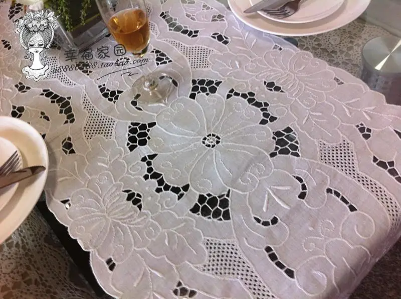 [Классический] Экспорт в Европу Shouxiu пустотелая вышивка белый льняной стол