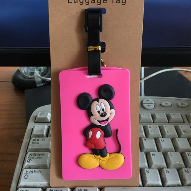 Оранжевый Disney мультфильм Микки Маус дорожные багажные бирки Минни чемодан ID Addres держатель багажные таблички на багаж переносная бирка - Цвет: Оранжевый