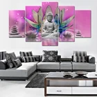 Картина с принтом, холст, домашний декор, 5 шт.набор, Будда, цветы лотоса, плакат, HD, настенные художественные модульные фотографии для гостиной