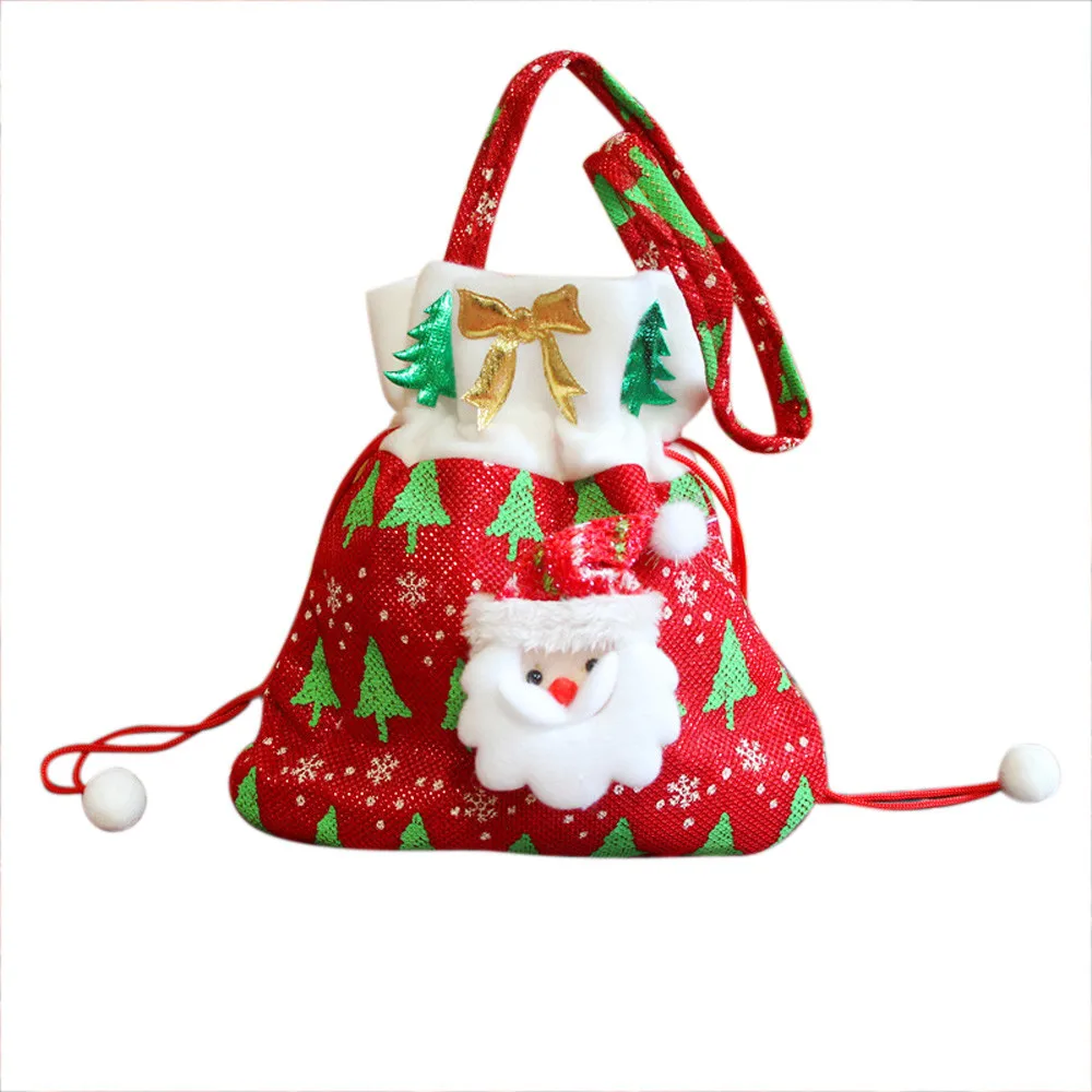 1pc White Christmas Decoration Santa Cloth Snowman Decorative Candy Gift Bag 2024cm Xmas Navidad 2017@GH | Дом и сад
