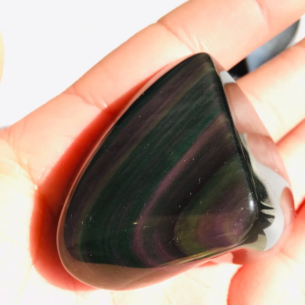 Природные Красочные радужные обсидиановые сердца Исцеляющие кристаллы камни и