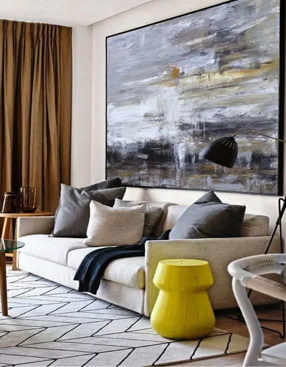 

Large original abstract oil painting, Contemporary Hand-painted Large wall Art decor Black white Oilpaintings, Modern decoration