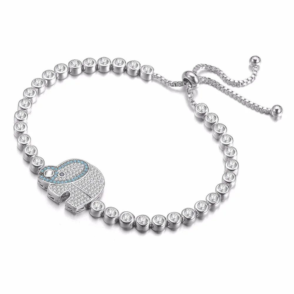 Регулируемый браслет со слоном и фианитами 10 шт./партия | Украшения аксессуары