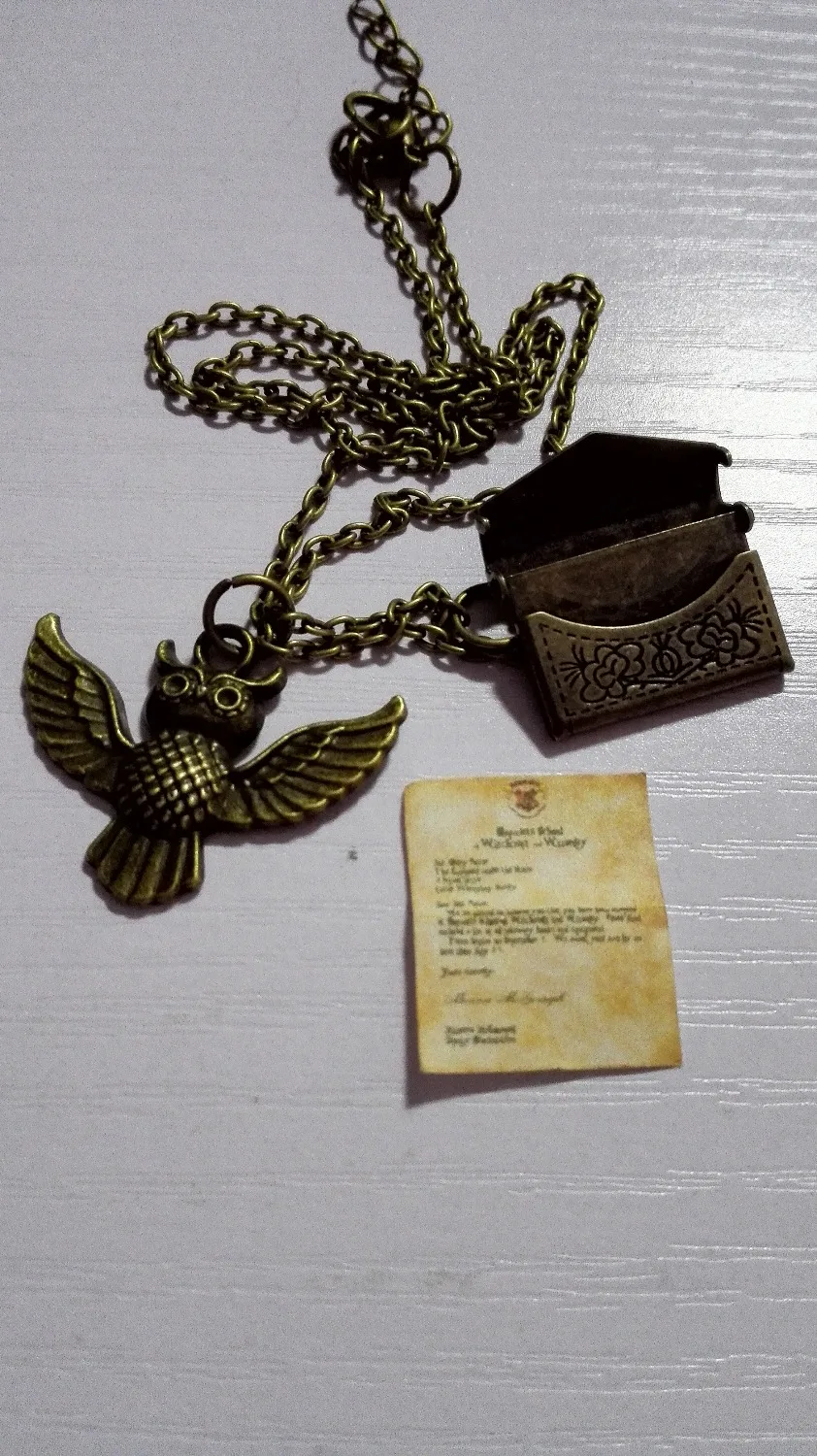 Поклонники HP письмо о приеме Хогвартса + конверт ожерелье в виде совы подарок на