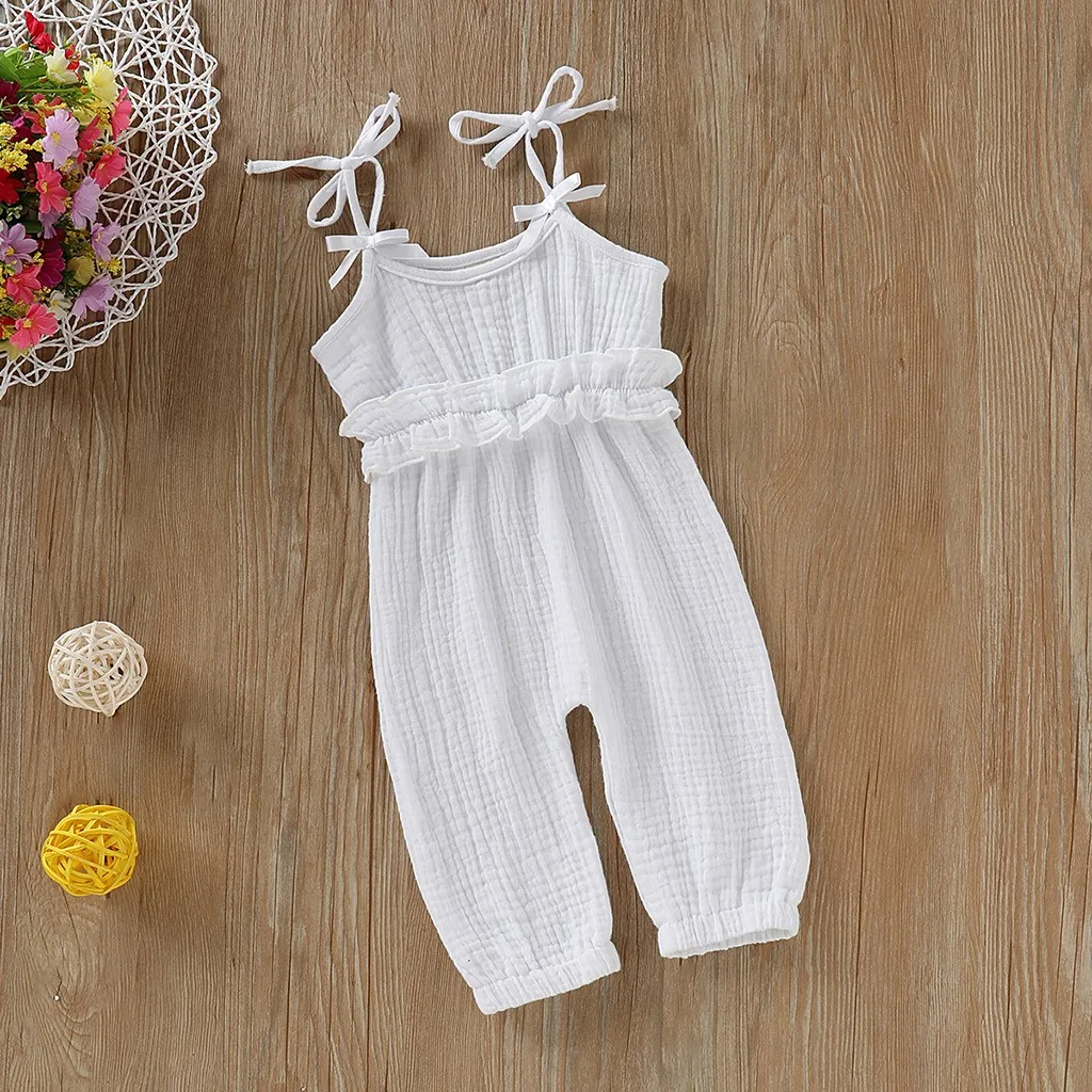 Комбинезон без рукавов с бантом для маленьких мальчиков и девочек комбинезон на