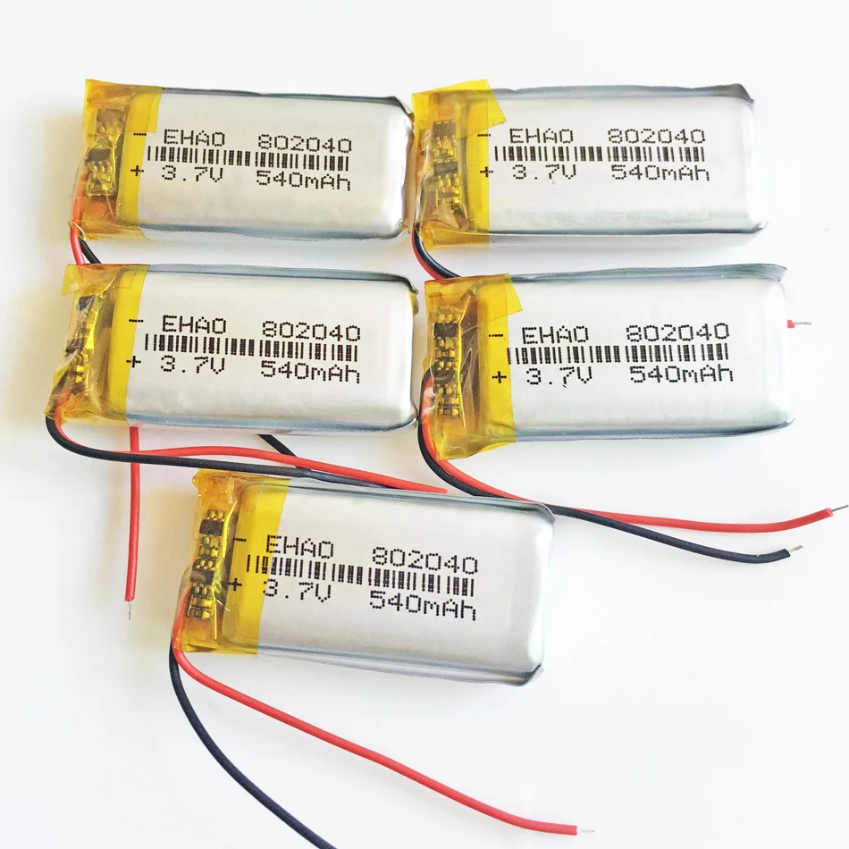 Литий полимерная аккумуляторная батарея 3 7 540 в 802040 мАч 5 шт.|rechargeable battery|pen camerapolymer