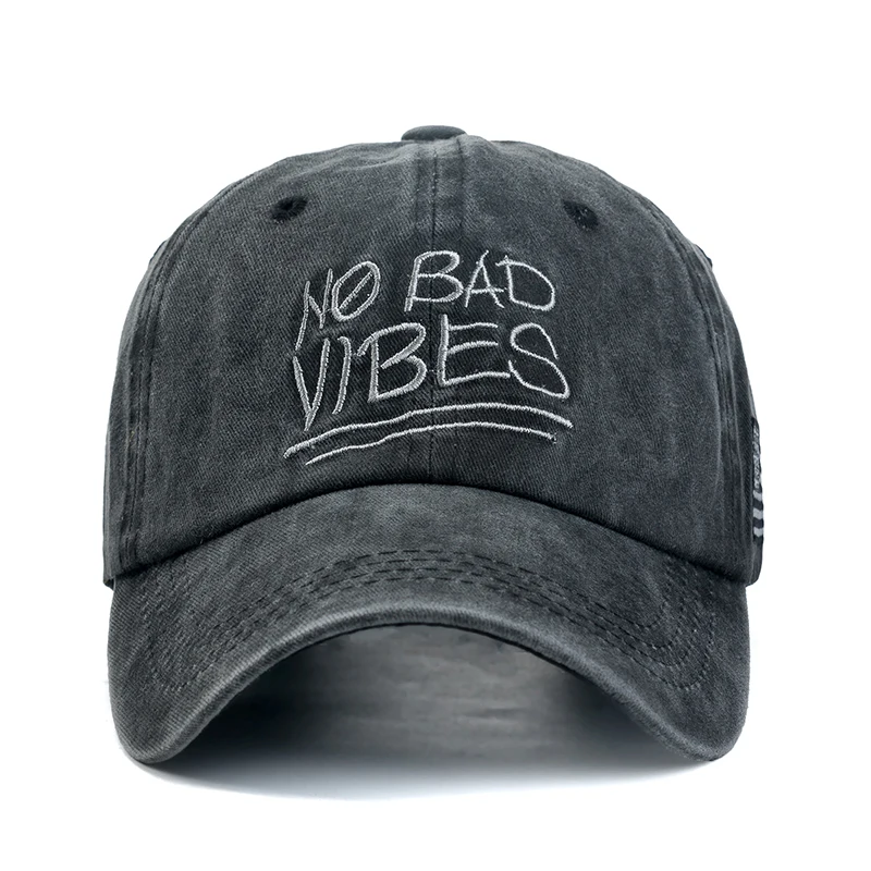 Унисекс Высокое качество без Bad Vibes 3D вышитая бейсбольная кепка промытый