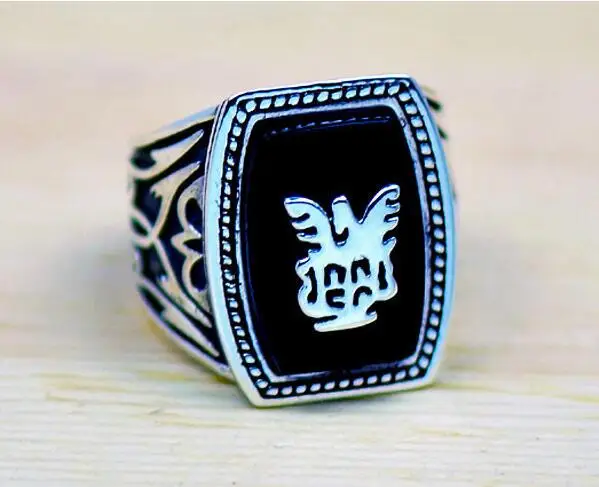 

HANRESHE The Vampire Diaries Revival Black Fashion Ring Plated Wedding Rings for Men Stainless Steel Rings Jewelry