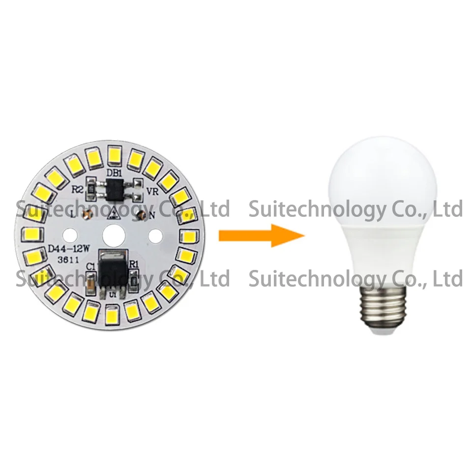 AC220V светодиодный светильник 12 Вт SMD2835 интегрированный IC драйвер светодиодный бисер 12 Вт 44 мм светодиодный PCB светодиодный светильник источник для DIY светодиодный светильник