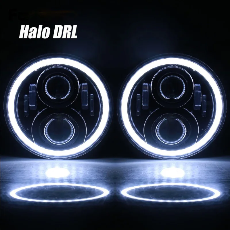 FADUIESA 7 &quot60 Вт круглый высокий/Низкий Луч светодиодный налобный фонарь с Halo H4