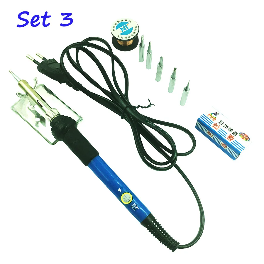 Blue color set 3 60 Вт Электрический паяльник с регулируемой температурой 220 В 110 В сварочный паяльник паяльная станция паяльник аксессуары - Цвет: Blue color set 3