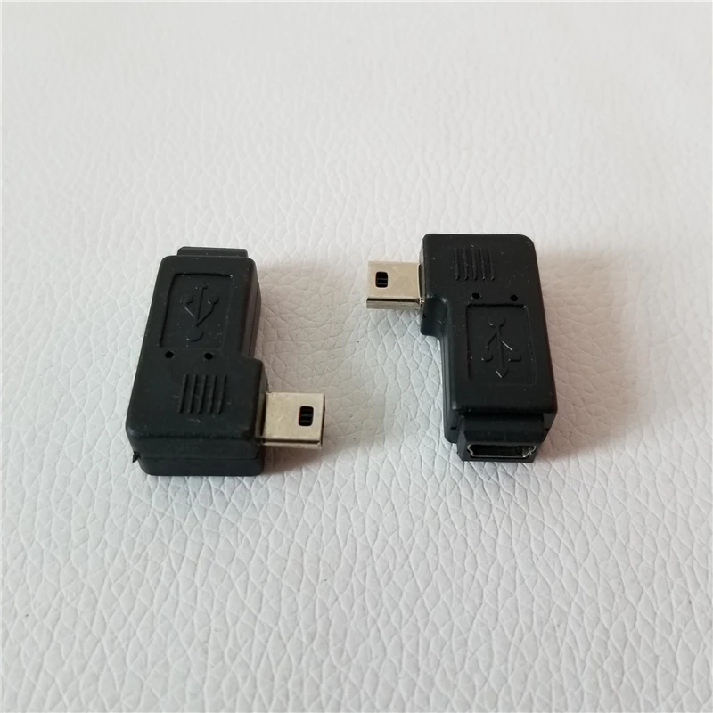 Адаптер 100 шт./лот USB Mini B штекер гнездо 90 градусов левый гибкий преобразователь