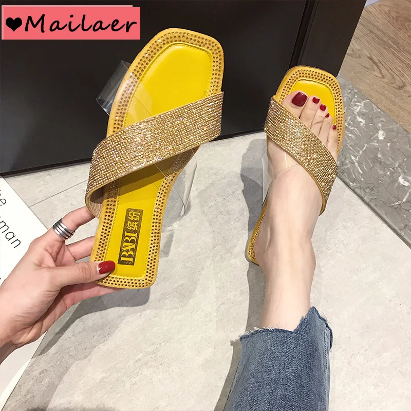 Женские шлёпанцы сланцы летние женские Стразы для ногтей пляжные сандалии