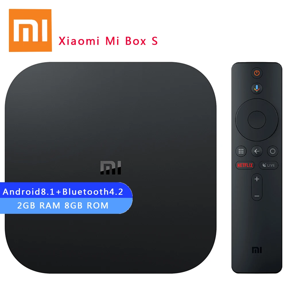 Оригинальная Xiaomi Mi коробка S 4 K Smart tv Box Android 8 1 2 Гб ram rom Cortex A53 четырехъядерный