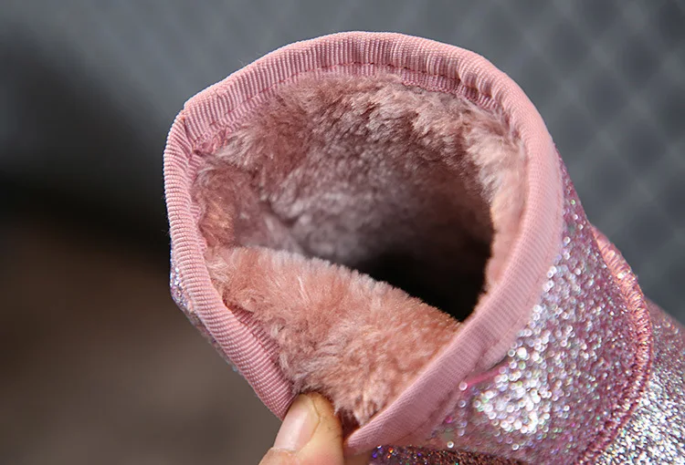 New Children's snow boots girls fur boots baby cotton shoes sequins soft boots girls Casual school boot