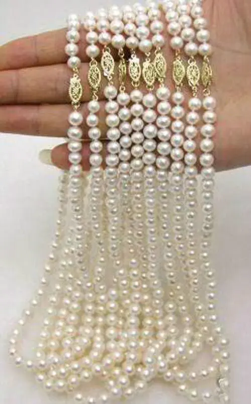 

2014 new fashion free shipping charming 10pc 7-7.5MM Akoya Cultured Pearl Necklace 18"BV55