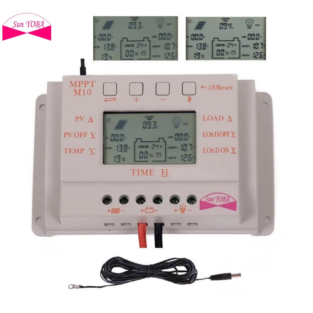 Sun yoba10A 12В/24В LCD MPPT + солнечный регулятор PWM Контроллер заряда для домашнего