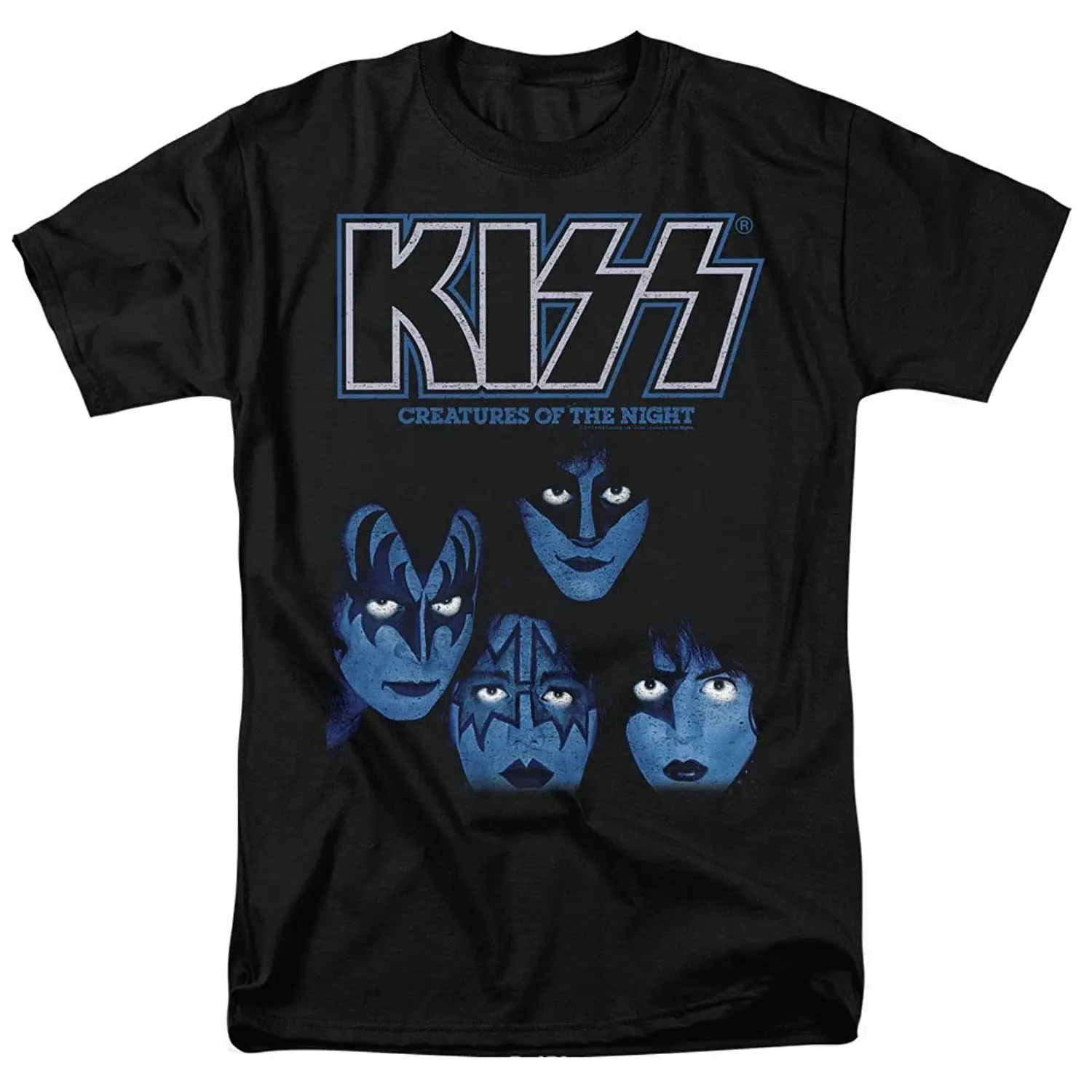 Мужская футболка с коротким рукавом Kiss черная хлопковая в стиле хип-хоп твердым