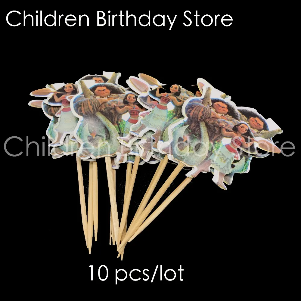 

10pcs/lot Moana cake topper Moana birthday party decorations Moana cupcake toppers party supplies