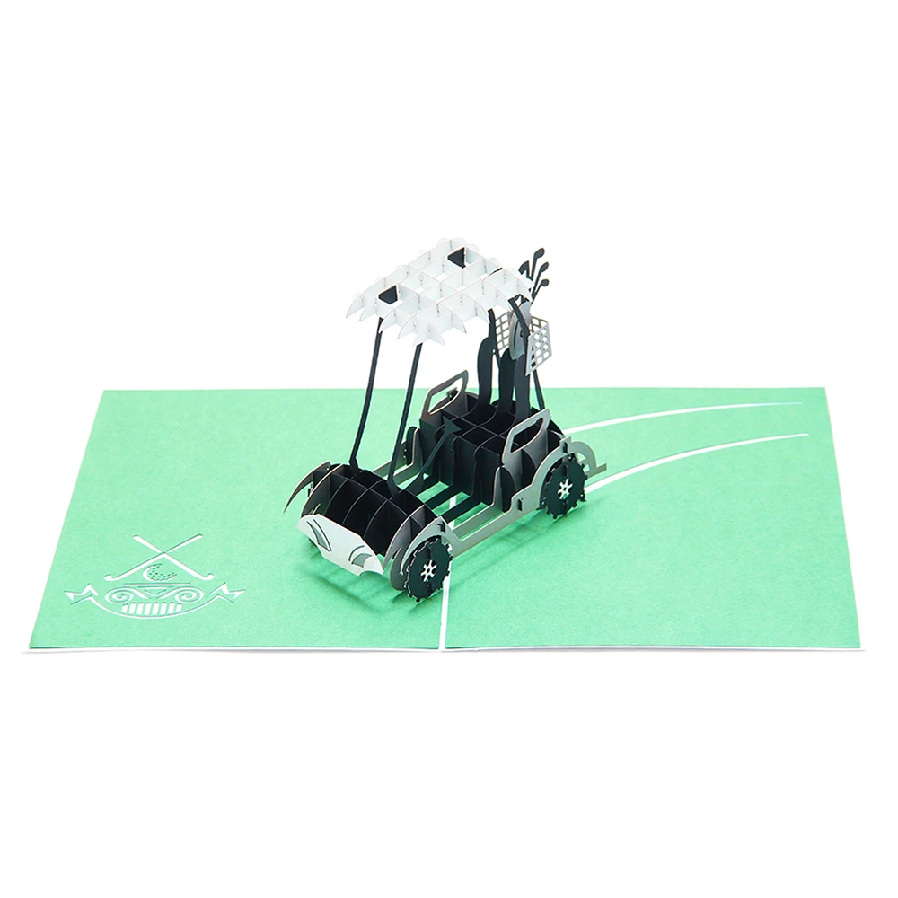 Golf cart dies 3D pop up поздравительная открытка лазерная резка конверт полые резные