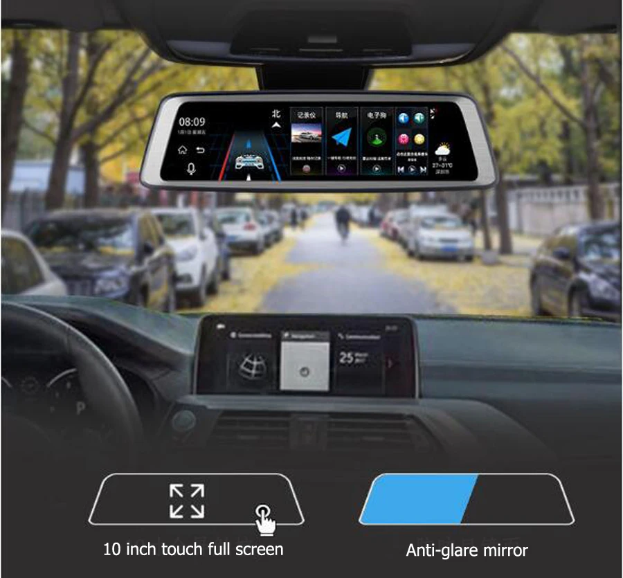10.1 Inch 4G Special Rearview Mirror DVR GPS Navigation Android Bluetooth WIFI ADAS Car Assist Dash Cam Video Recorder Camera | Автомобили