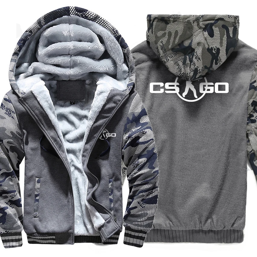 Мужской спортивный костюм CS GO толстая флисовая толстовка на молнии в стиле
