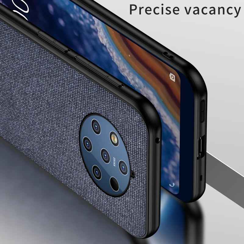 Для Nokia 9 PureView чехол мягкий силиконовый край + ткань текстура кожи удобный