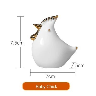 Baby Chick Современный стиль животных Конструкции Золотой белый цыпленок фигурки дружественных мать с младенцами цыпленок статус керамическая гостиная домашний декор - Цвет: Baby Chick