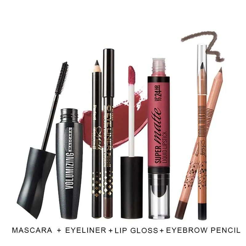Menow бренд Make Up Set 6 шт. Высокое качество косметический Американский Дерево Карандаш для бровей и губ полная и Водонепроницаемый Тушь для ресниц wholesale5417 - Цвет: make up set