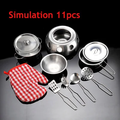 11pcs B Set 11-40 шт. Набор детских кухонных игрушек из нержавеющей стали набор для приготовления пищи кухонная посуда для детей ролевые игры игрушки для приготовления пищи для детей Подарки - Цвет: 11pcs B Set