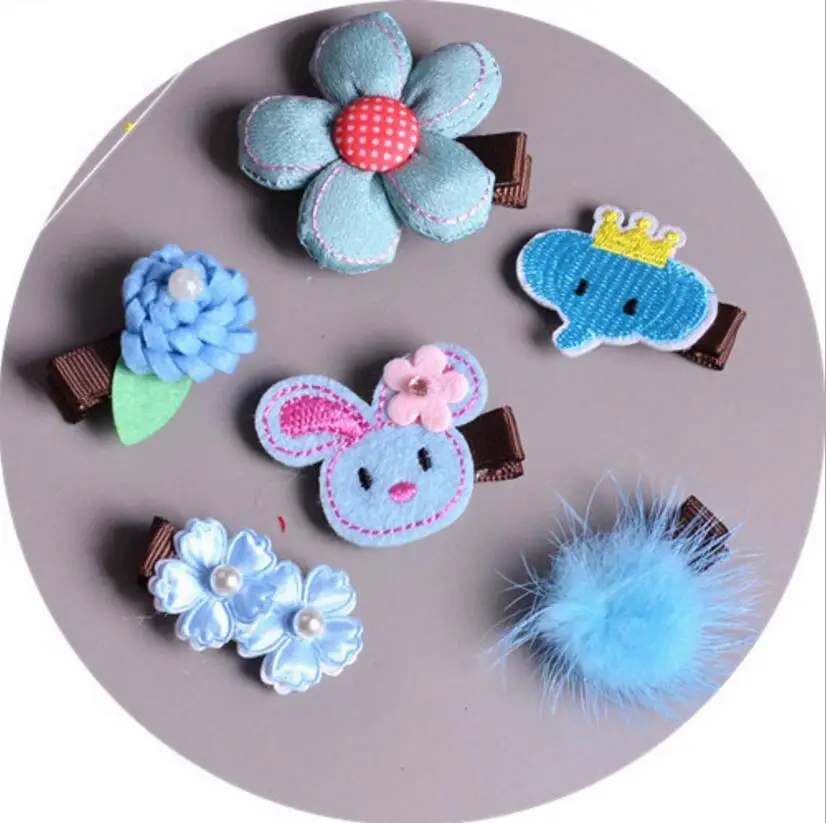 6PCs/lot Baby Girls Cherry Beads Hair Pins Animal Fox Bow Headwear Girl Accessories Duck Star Bird Flower Clip Hairpin | Детская одежда