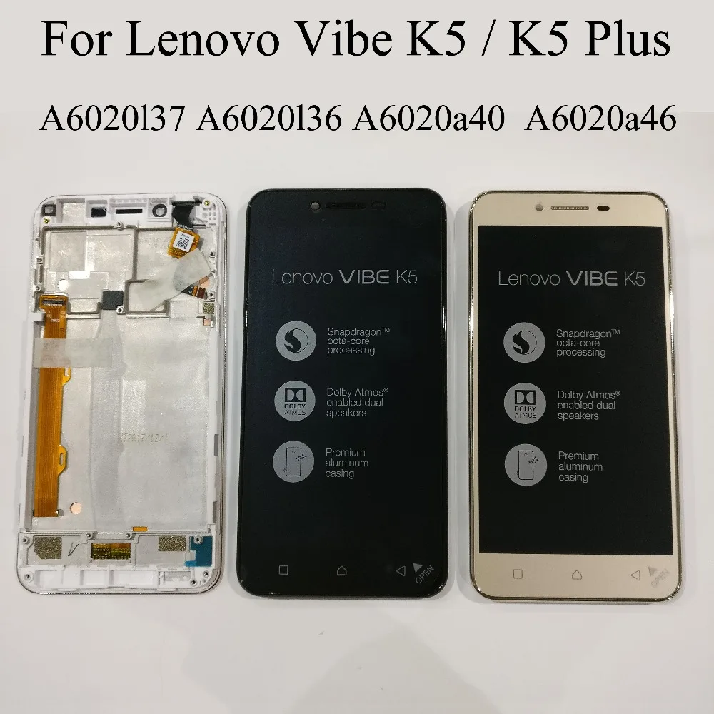 Для lenovo Vibe K5 A6020l37 A6020l36 A6020a40 K5 Plus A6020a46 Lemon 3 ЖК-дисплей+ кодирующий преобразователь сенсорного экрана в сборе с рамкой