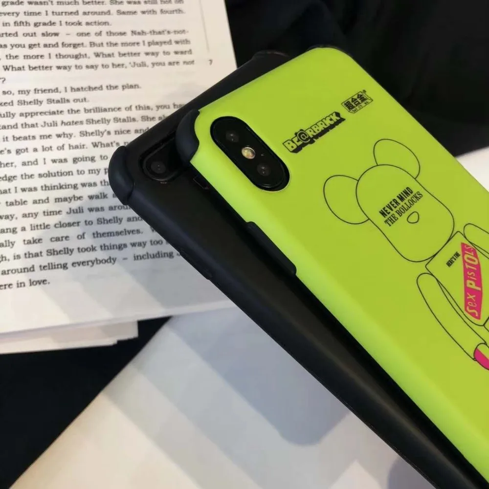 BearBrick четыре угла противоударный для iPhone X XS MAX XR 7 8 Plus 6 6S Мягкий чехол |