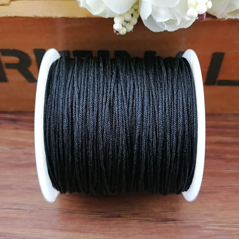 HG16762BK 1 рулон 45 м х 0,8 мм нейлоновая китайская лента с узлом для ожерелье в стиле «макраме» браслет плетеный шнур с кисточками бисерная нить шелковая проволока - Цвет: HG16762BK