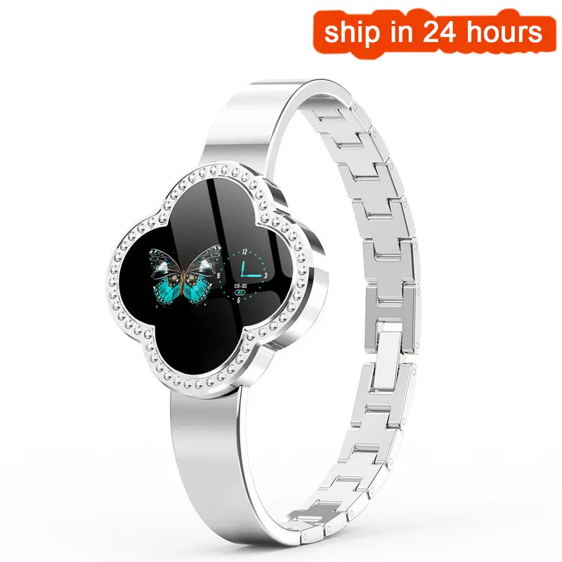 Серебристый Женские умные часы S6, умный Браслет, Reloj, кровяное давление, пульсометр, фитнес-трекер, спортивный браслет для Android, iOS, леди - Цвет: Серебристый