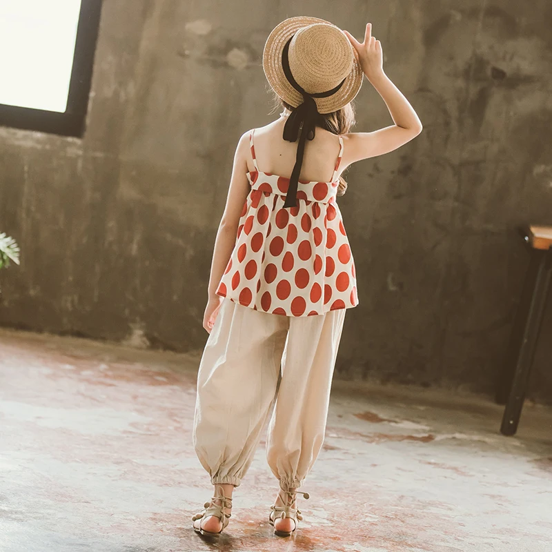 Комплект летней детской одежды 2019 рубашка в горошек + штаны 2 предмета спортивный