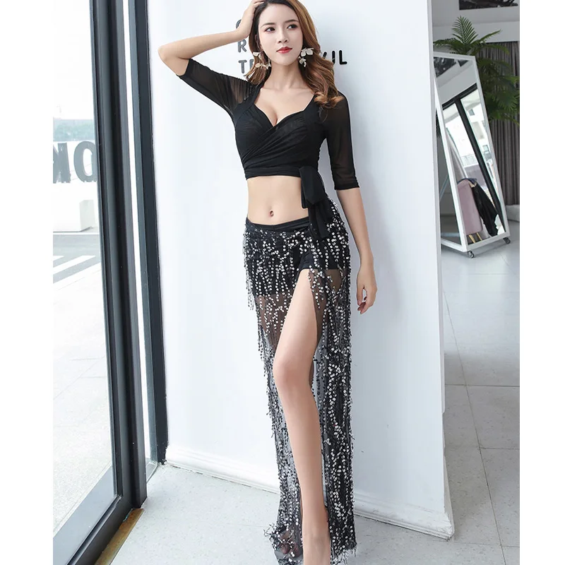 Новинка 2019 одежда для тренировок по танцу живота сетчатые топы шарф хомут с