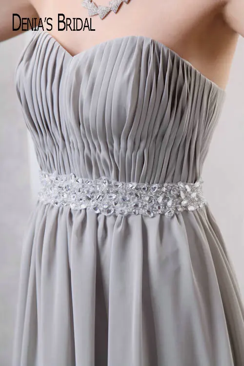 2017 простые элегантные серые длинные шифоновые платья для подружки невесты