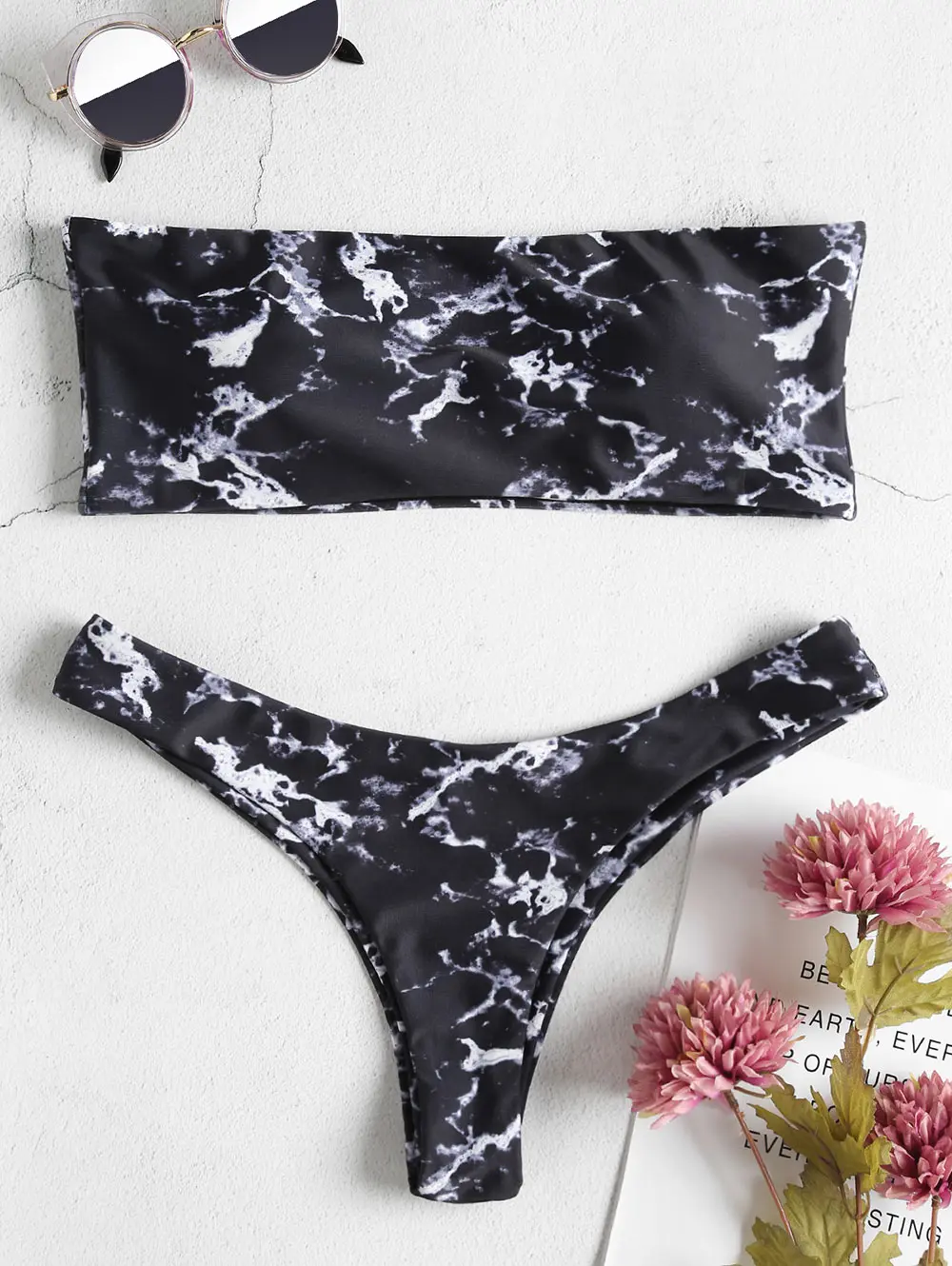 ZAFUL Женщины Tie Dye Бикини Набор Без Бретелек с Низкой Талией Мягкий Женский