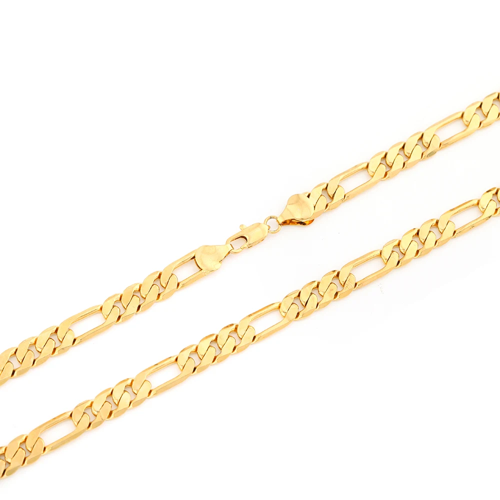 Ожерелье из 24 каратного золота ювелирные изделия Мужская цепь Figaro маленького и